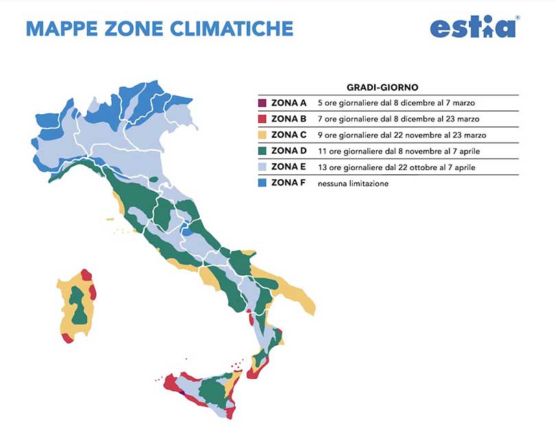 mappe zone climatiche Italia 2022